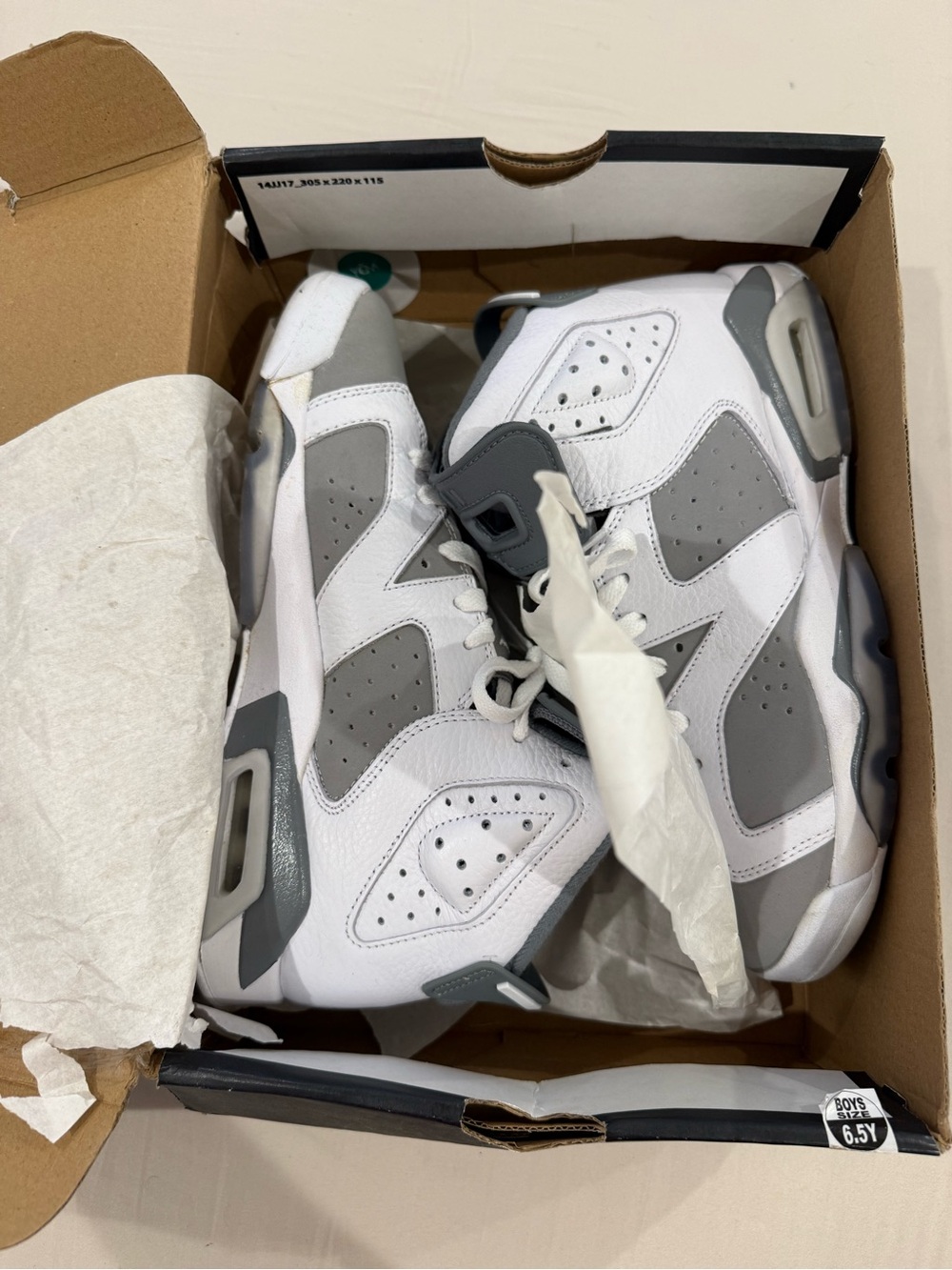 Jordan Kids White and Gray Retro Basketball Sneakers